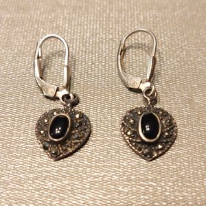 Black Onyx Heart Shaped Earrings